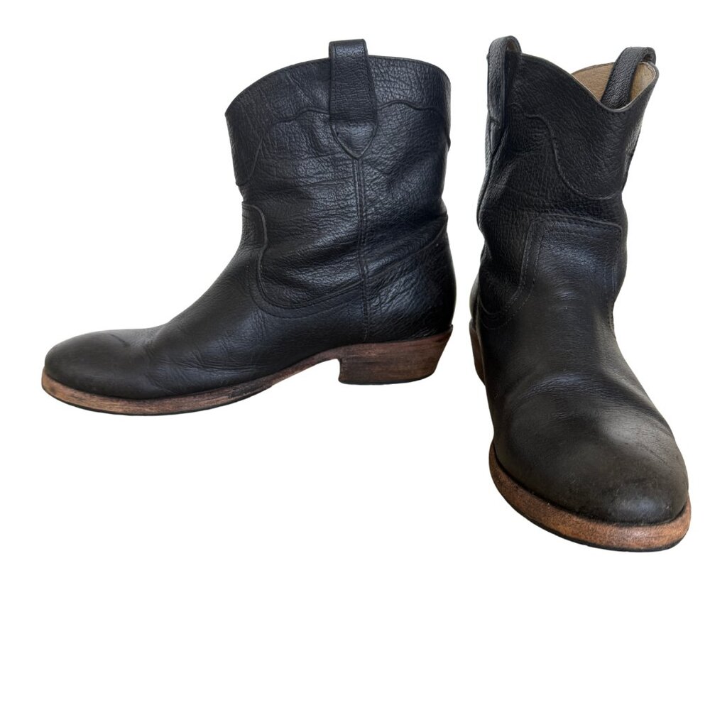 Vintage Frye Black Leather Boots Size 9 - Picture 2 of 8